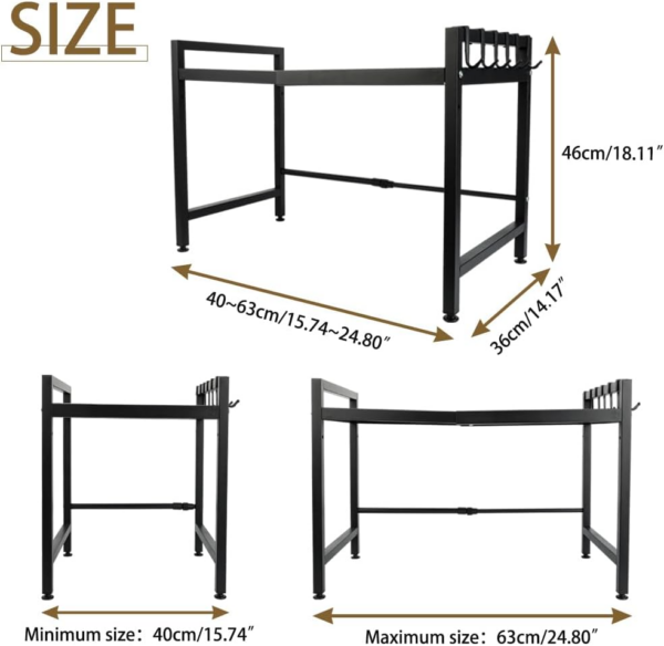 Microwave Oven Rack Stand Extendable Over Toaster Baker Shelf Metal Bathroom Kitchen Storage Organizer - Image 6