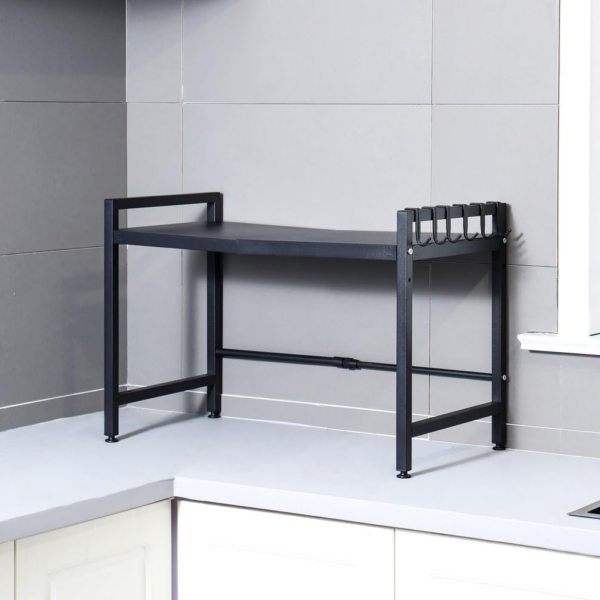 Microwave Oven Rack Stand Extendable Over Toaster Baker Shelf Metal Bathroom Kitchen Storage Organizer