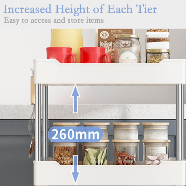 3-Tier Slim Storage Trolley, Slide Out Rolling Kitchen Trolley, Bathroom Organizer Mobile Shelving Unit - Image 3