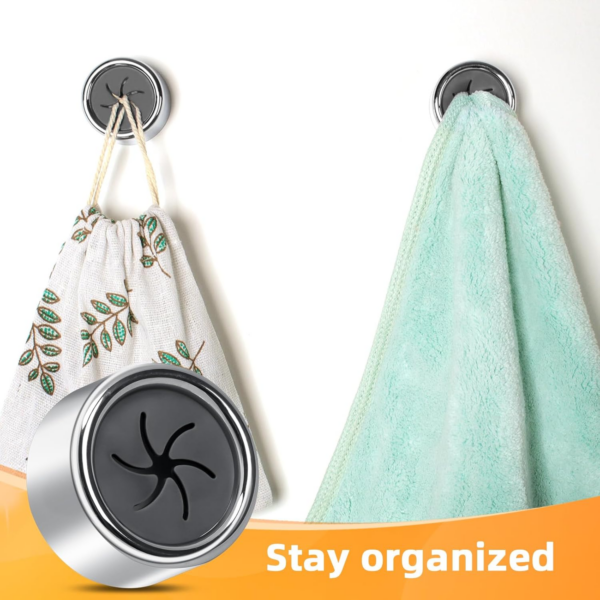 6Pcs Self-Adhesive Tea Towel Holders, Round Bathroom Tea Towel Hooks Stick on Wall - Image 3