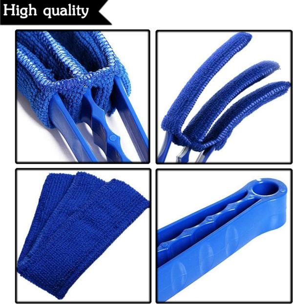 Triple Venetian Blind Cleaner - 2Pcs Removable Washable Window Blind Duster Brush Cleaner Tool with 5 Microfibre Sleeves for Blinds - Image 4