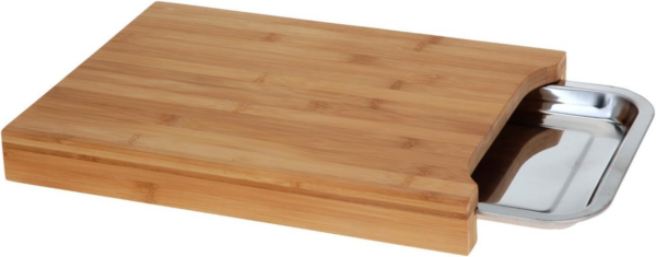 Koopman Bamboo Chopping Board with a Stainless Steel Tray