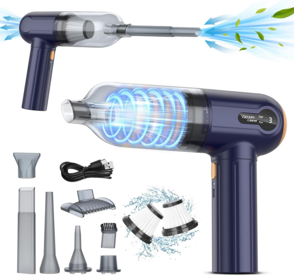 Handheld Car Vacuum Cleaner, 15000Pa Powerful Vacuum Cleaner Cordless, 3 in 1 Lightweight Vacuum & Blower Dust Buster