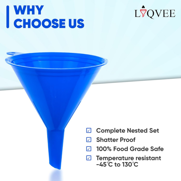 4 Different Sizes (Large to Small Funnel) & Colors -Non-Toxic Food Grade Plastic - Image 3
