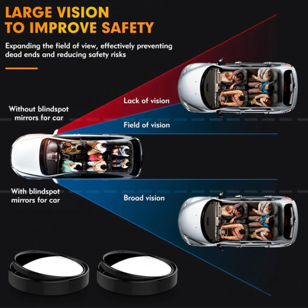 2Pcs Blind Spot Mirrors for Cars Round 360° Rotate Convex Blindspot Mirrors for Car - Image 7