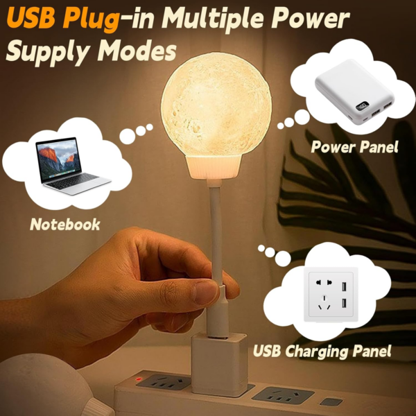 Moon Led Lamp Nightlight Desk USB Powered, Moon Night Light, Voice Activated Night Light - Image 6