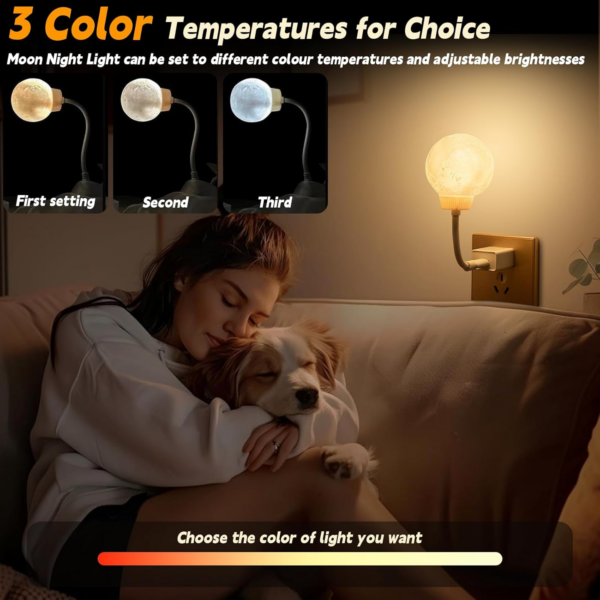 Moon Led Lamp Nightlight Desk USB Powered, Moon Night Light, Voice Activated Night Light - Image 5