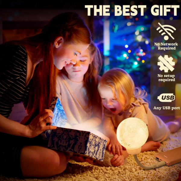 Moon Led Lamp Nightlight Desk USB Powered, Moon Night Light, Voice Activated Night Light - Image 4