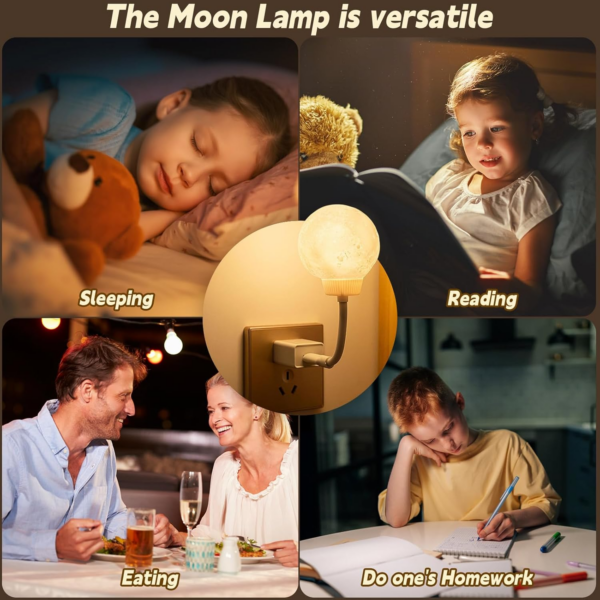 Moon Led Lamp Nightlight Desk USB Powered, Moon Night Light, Voice Activated Night Light - Image 3