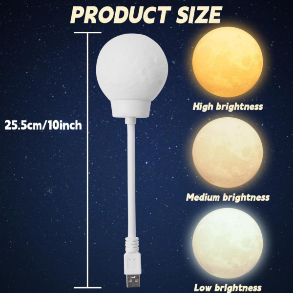 Moon Led Lamp Nightlight Desk USB Powered, Moon Night Light, Voice Activated Night Light - Image 2