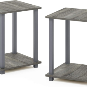 Simplistic 2-Pack End Table, Side Table, French Oak Grey/Grey, 39.6 x 39.6 cm (2-Pack)