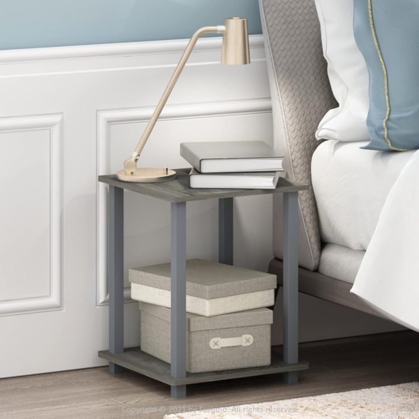Simplistic 2-Pack End Table, Side Table, French Oak Grey/Grey, 39.6 x 39.6 cm (2-Pack) - Image 8