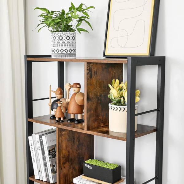 Bookshelf, Storage Shelf, Large Bookcase with Doors, 4 Shelves, Stable Steel Structure - Image 4