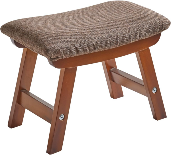 Wooden Footstool, Foot Stool Ottoman Padded Chair Stool with Removable Cover 4 Beech Legs Suitable for Bedroom