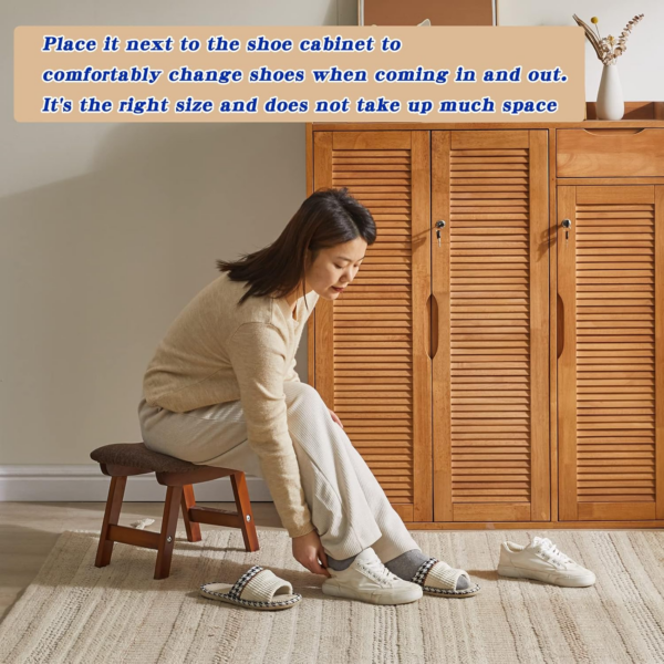 Wooden Footstool, Foot Stool Ottoman Padded Chair Stool with Removable Cover 4 Beech Legs Suitable for Bedroom - Image 3