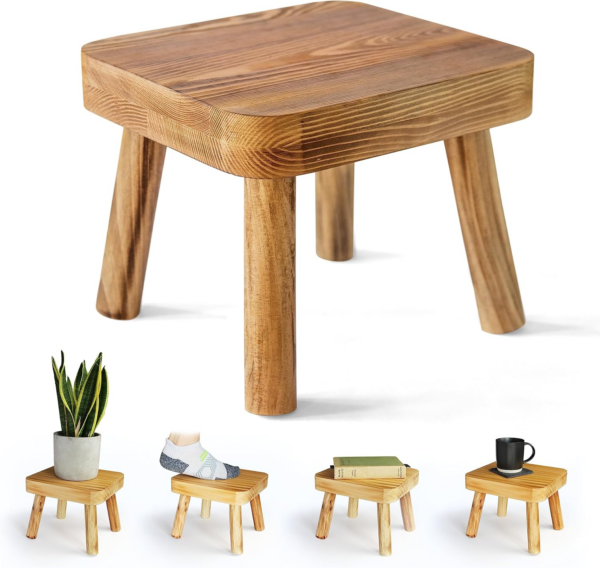 Small Wooden Stool, Plant Stand Indoor Step or Kids Stool - Ideal as a Small Side Table for House Plants - Image 6