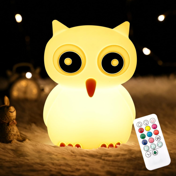 Night Light for Kids, Owl Nursery Night Lights with Remote, 7 Color Kawaii Lamp, Room Decor, USB Rechargeable