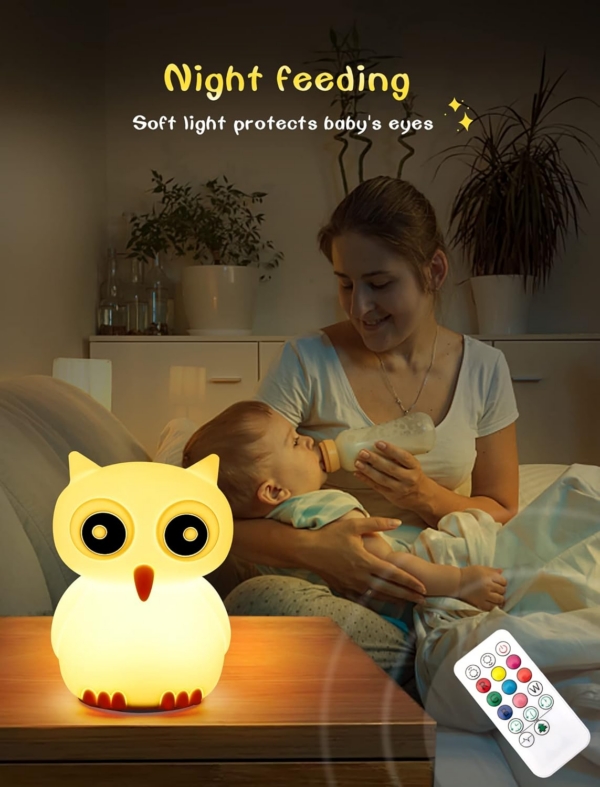 Night Light for Kids, Owl Nursery Night Lights with Remote, 7 Color Kawaii Lamp, Room Decor, USB Rechargeable - Image 4