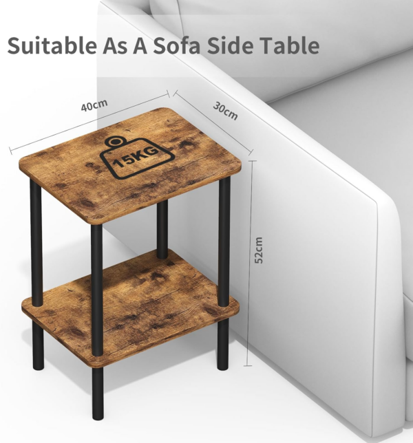 2 Tier Side Table, Narrow End Table with Storage Shelf, Bedside Table Nightstand for Small Spaces - Image 7