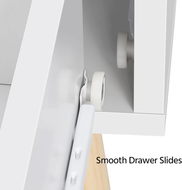 White Bedside Tables Set of 2, Wooden Nightstands with Solid Wood Legs - Image 2