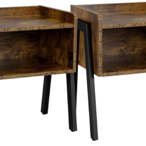 Bedside Table Set of 2 Industrial Nightstand Stackable End Table