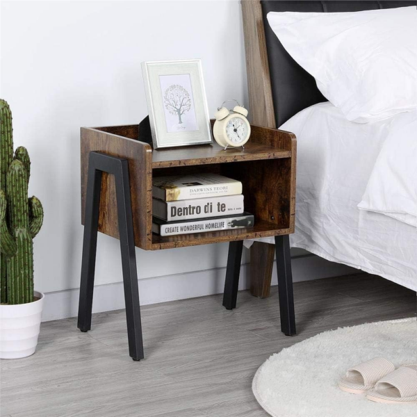 Bedside Table Set of 2 Industrial Nightstand Stackable End Table - Image 8