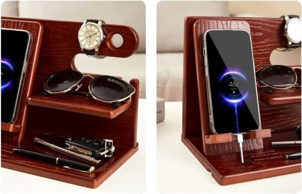 Gifts for Men Christmas Bedside Organiser -Wood Bedside Organiser Birthday Xmas Secret Santa Presents - Image 3