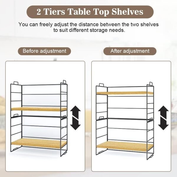 Desk Storage Shelf 2 Tiers Desk Storage Organizer Display Shelf Rack Freestanding Table - Image 3