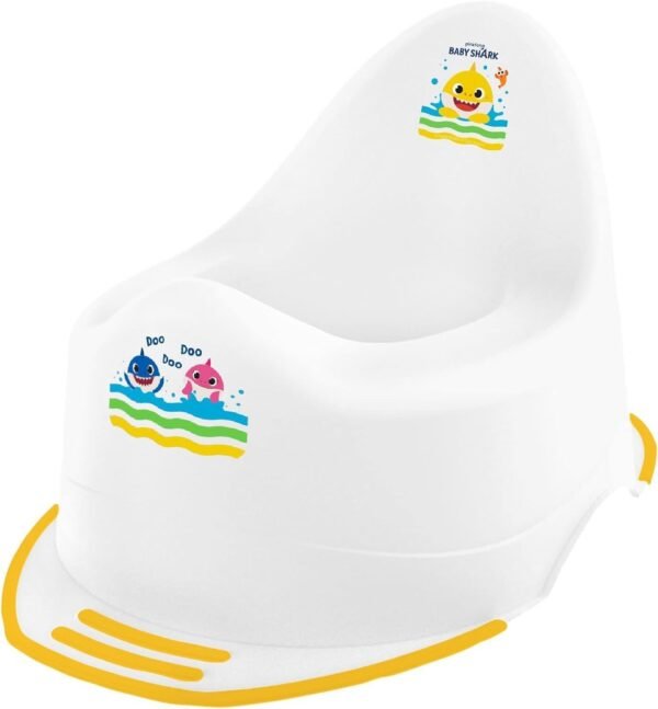 Training Seat Baby Shark 18M+ Cartoon Character Loo, Unisex Kids Non-Slip White/Yellow Toilet Potty