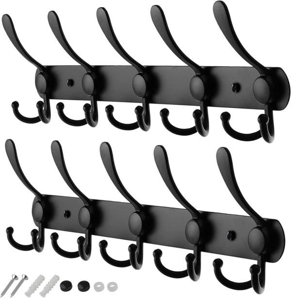 Coat Hooks for Wall - Stainless Steel Coat Racks (2 Pack) - Heavy Duty Coat Hooks Wall Mounted - Image 5