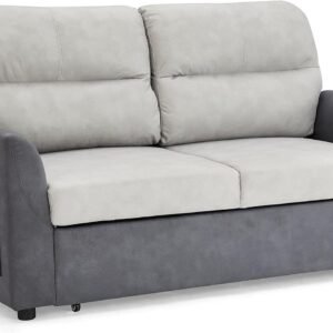 2 Seater Sofa Bed Fabric Grey Duo Contrast With Storage Pull Out Clic-Clac
