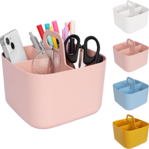 Storage Box Multipurpose Table Organiser Cleaning Caddy with Handle Bathroom Caddy Art Caddy (Pink)