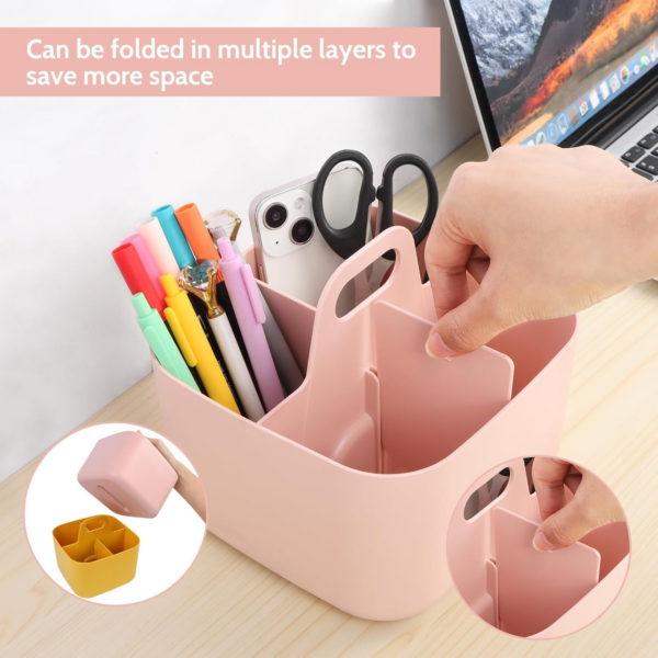Storage Box Multipurpose Table Organiser Cleaning Caddy with Handle Bathroom Caddy Art Caddy (Pink) - Image 5