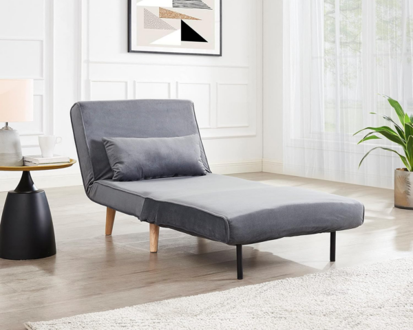 Bed Single Chair Velvet Fabric Armchair Sleeper Chair Chaise Pull Out