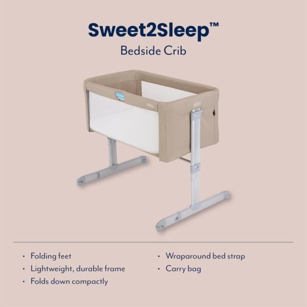 Bedside Bassinet/Crib keeping baby close to you with easy-access side rail, 11 height adjustments - Image 6