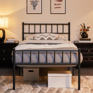 3ft Single Bed Frame Solid Metal Bed Frame Modern Style with Large Storage Space Black