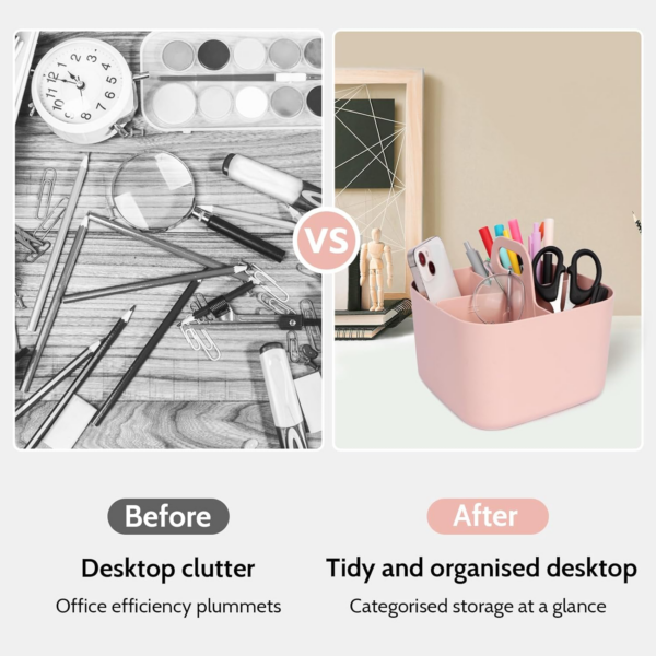 Storage Box Multipurpose Table Organiser Cleaning Caddy with Handle Bathroom Caddy Art Caddy (Pink) - Image 3