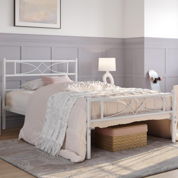3ft Single Bed Frames Metal Slatted Bed Platform with Curved Design Headboard and Footboard - Image 7