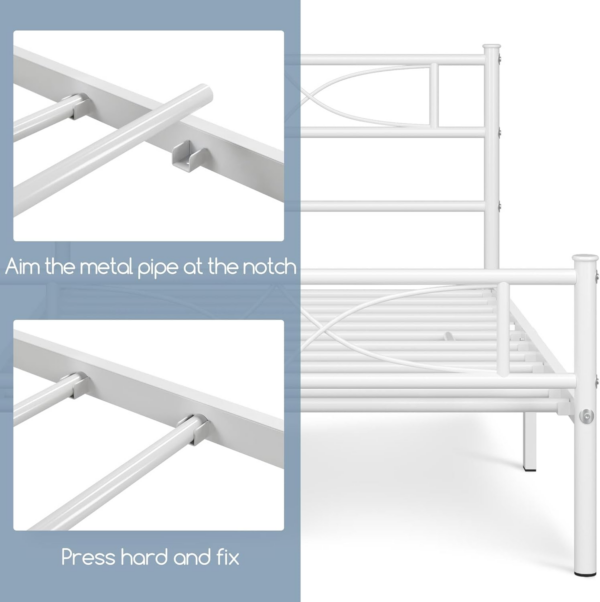 3ft Single Bed Frames Metal Slatted Bed Platform with Curved Design Headboard and Footboard - Image 4