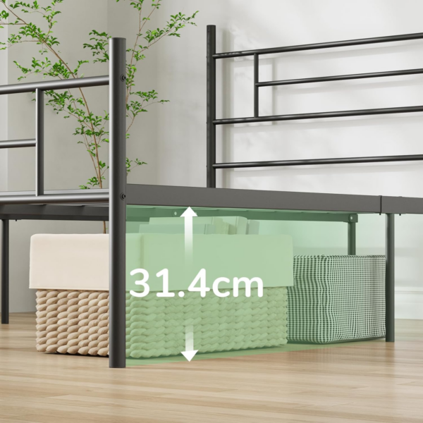 30.5cm Metal Bed Frame with Headboard and Footboard, Steel Slat Support - Image 4