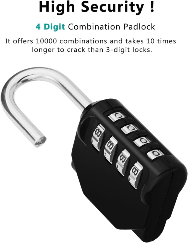 Combination Locker Padlock, 4 Digit Coded Padlock, Gym Lock, School Locker Lock - Image 6