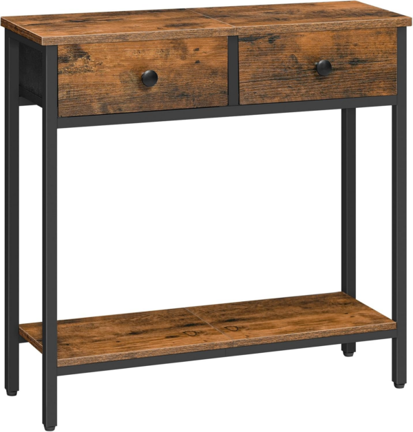 Slim Console Table, Narrow Console Table with 2 Non-woven Drawers, Hallway Table with Storage