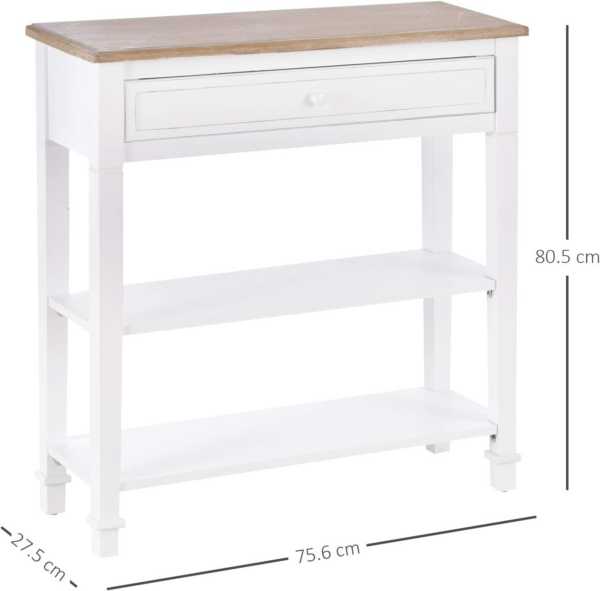 Console Table Hallway Side Desk 1 Drawer 2 Shelves Worktop Handle Retro Elegant Style Home Display Storage - Image 7