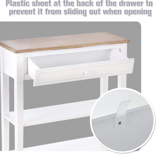 Console Table Hallway Side Desk 1 Drawer 2 Shelves Worktop Handle Retro Elegant Style Home Display Storage - Image 4