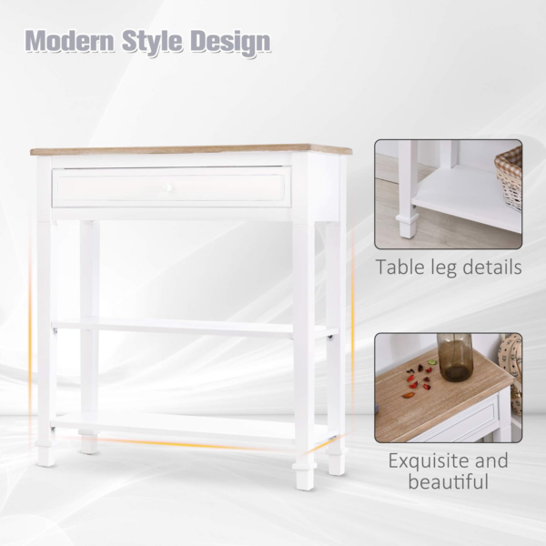 Console Table Hallway Side Desk 1 Drawer 2 Shelves Worktop Handle Retro Elegant Style Home Display Storage - Image 3