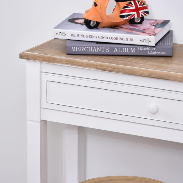 Console Table Hallway Side Desk 1 Drawer 2 Shelves Worktop Handle Retro Elegant Style Home Display Storage - Image 2