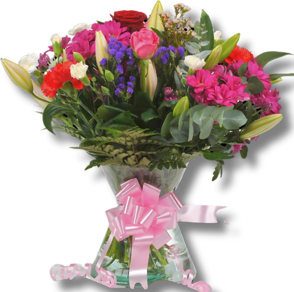 Superb Mixed Fresh Flower Bouquet with a Single Large Naomi Velvet Rose at its Heart, Large, Red - Image 5
