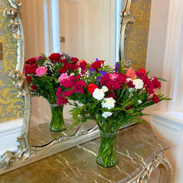 Superb Mixed Fresh Flower Bouquet with a Single Large Naomi Velvet Rose at its Heart, Large, Red - Image 4