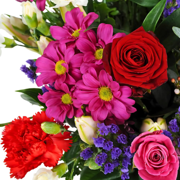Superb Mixed Fresh Flower Bouquet with a Single Large Naomi Velvet Rose at its Heart, Large, Red - Image 2
