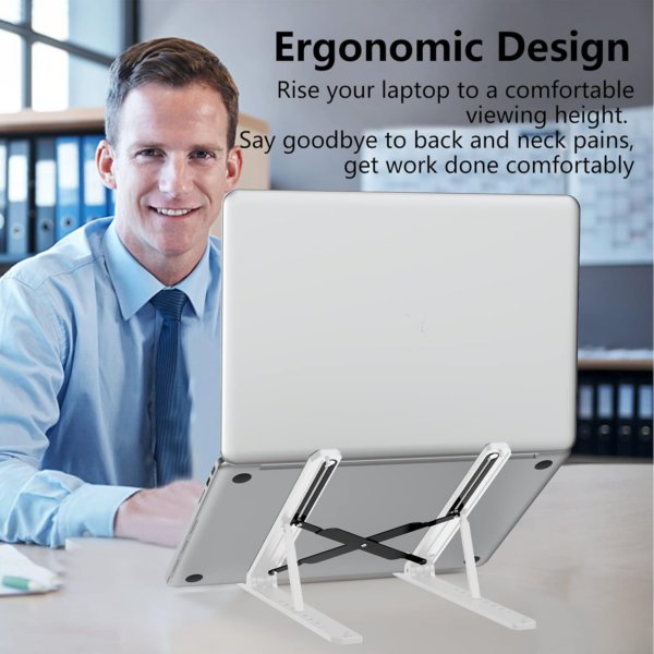 Laptop Stand for Desk, Adjustable Laptop Riser ABS+Silicone Foldable Portable Laptop Holder - Image 6